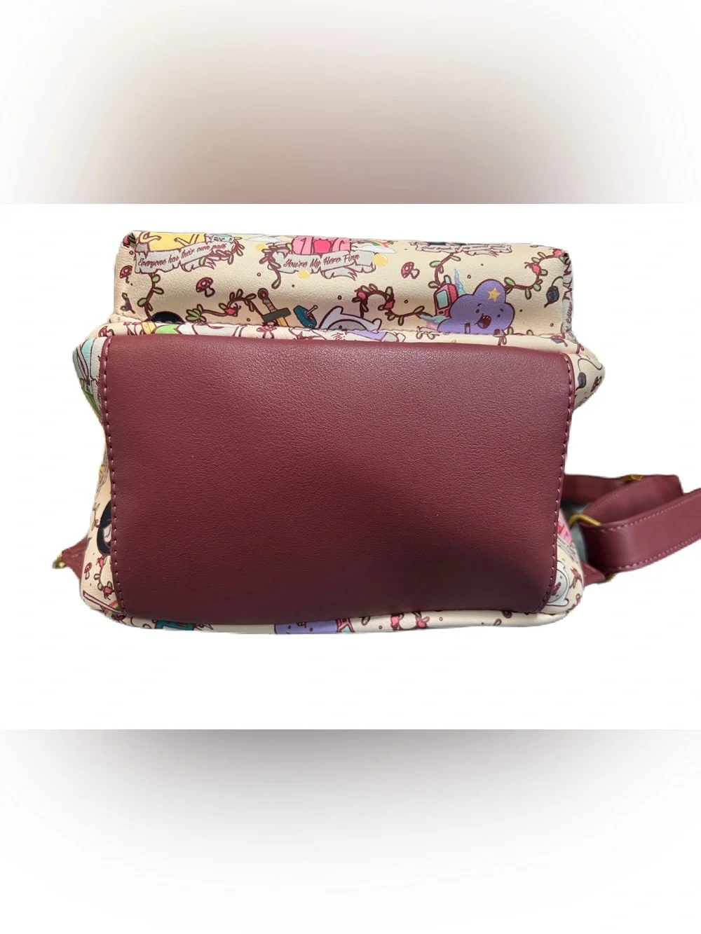 Loungefly Adventure Time Character Backpack Cream with Burgundy Trim